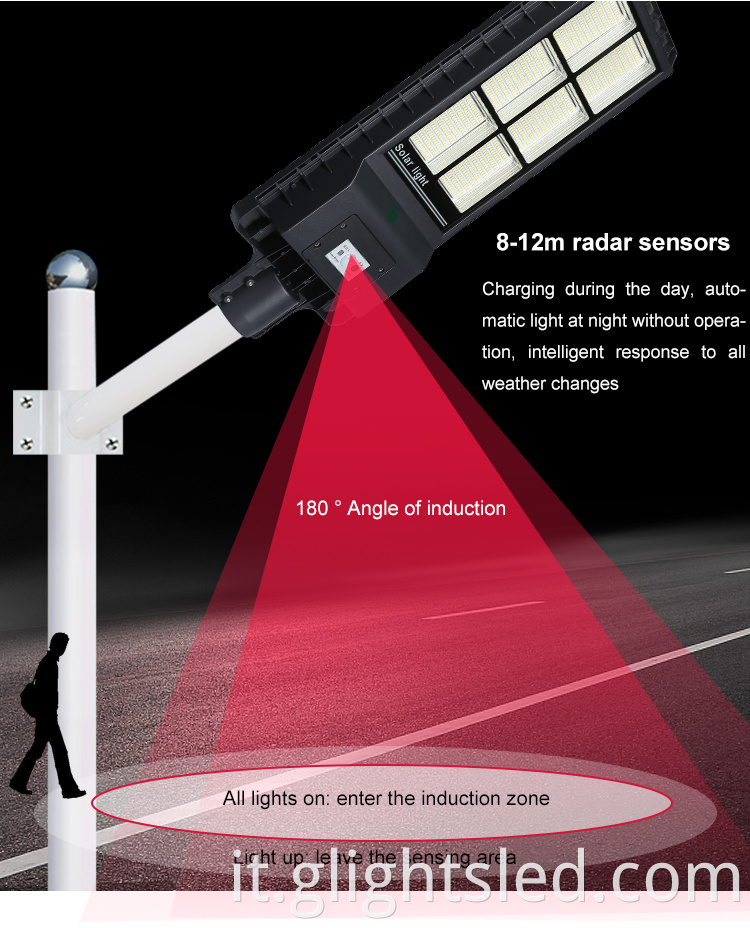 Prezzo competitivo IP65 SMD impermeabile all'aperto 60W 120W 180W integrato tutto in un solare LED Solar Street Light